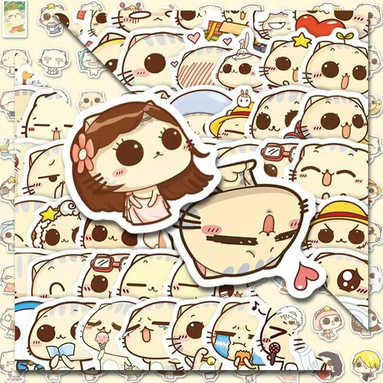 120张Q版可爱cc猫贴纸超可爱的表情包卡通高颜值装饰手账手机贴画