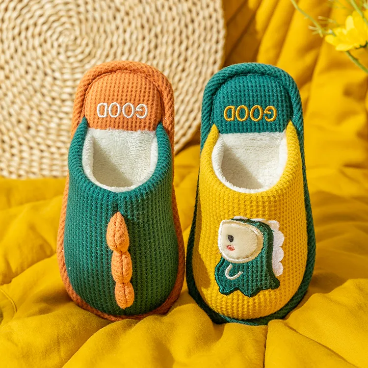 儿童棉拖鞋秋冬新款男童女童宝宝室内居家厚软底防滑保暖恐龙棉拖