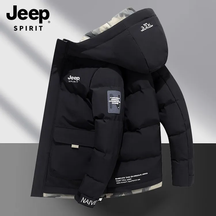 JEEPSPIRIT男士棉服外套冬季宽松青年连帽棉衣休闲潮流百搭上衣男