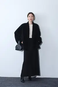 xxoossoo 100%拉贡（直毛）皮毛一体 row风 极简 皮草 外套24新款