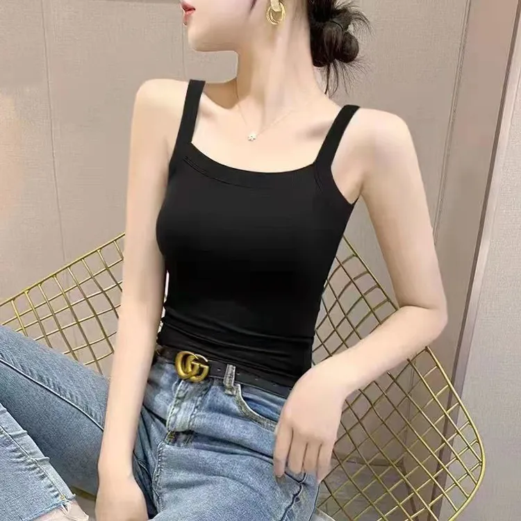 韩版冰丝小吊带背心女打底内搭夏季女装百搭外穿美背无袖上衣