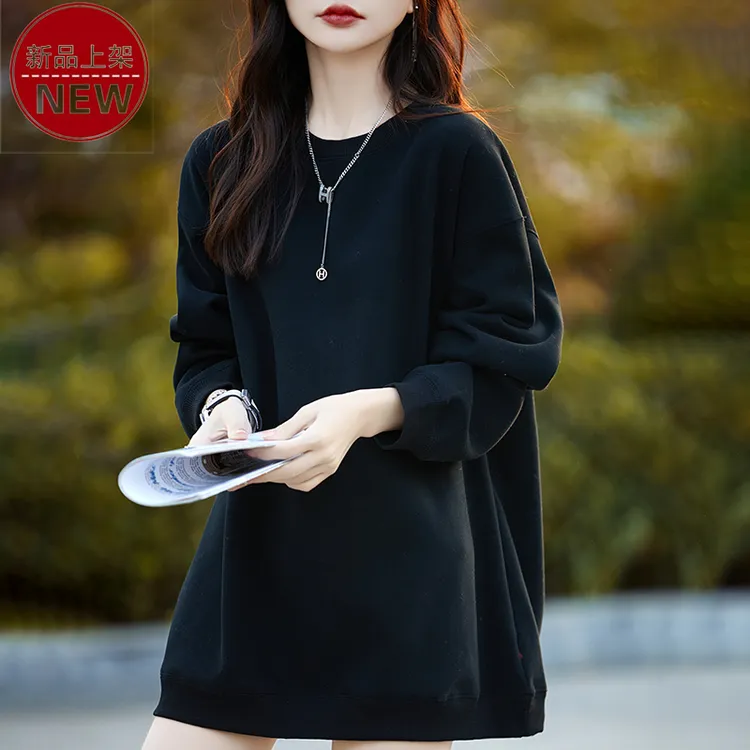 哥弟阿玛施正品秋冬休闲圆领韩版宽松加绒加厚中长款卫衣保暖时尚