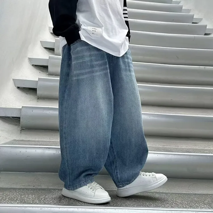 男童牛仔裤春秋季新款男童直筒宽松阔腿裤休闲百搭潮流洋气长裤潮