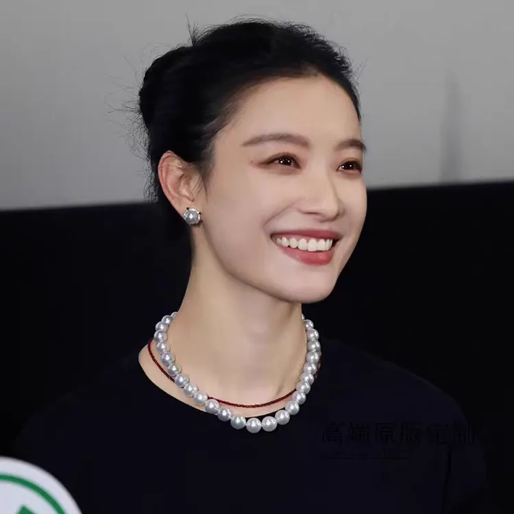 合金项链 （高档款）银色高级贝珠项链925银复古百搭气质法式
