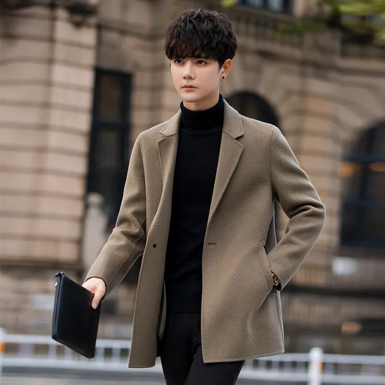 【双面羊毛】毛呢大衣男士中长款加厚风衣冬季韩版商务羊绒呢子外套