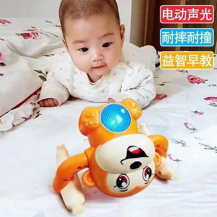 电动翻滚猴子儿童灯光音乐有声会动早教益智婴儿宝宝爬行玩具趣味