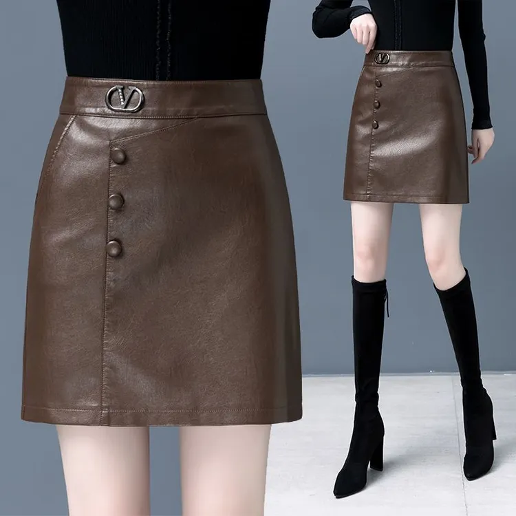 半身裙女秋冬2025新款百搭显瘦a字包臀裙高腰PU小皮裙短裙子靴裙