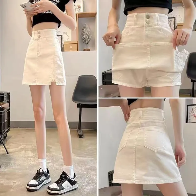 牛仔短裙女夏季薄款2025新款高腰裤裙a字裙裤包臀裙显瘦半身裙女