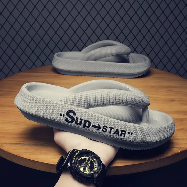 娜罗普西时尚夹脚人字拖男女防滑运动踩屎感厚底男孩百搭牛仔裤