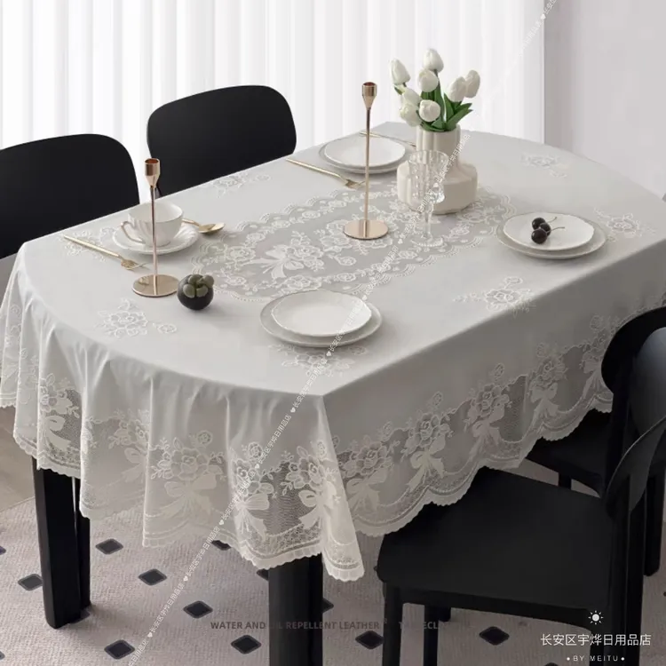 高端餐桌布防水防油免洗防烫长椭圆形桌布轻奢高级感茶几桌布台布