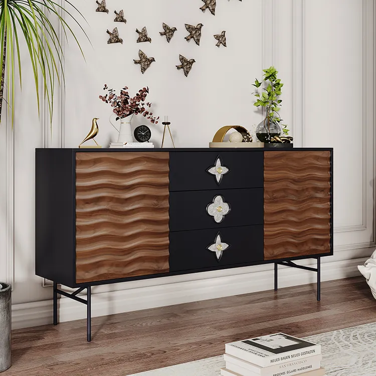 意式轻奢玄关柜入户正对门厅柜中古客厅创意收纳柜北欧实木餐边柜