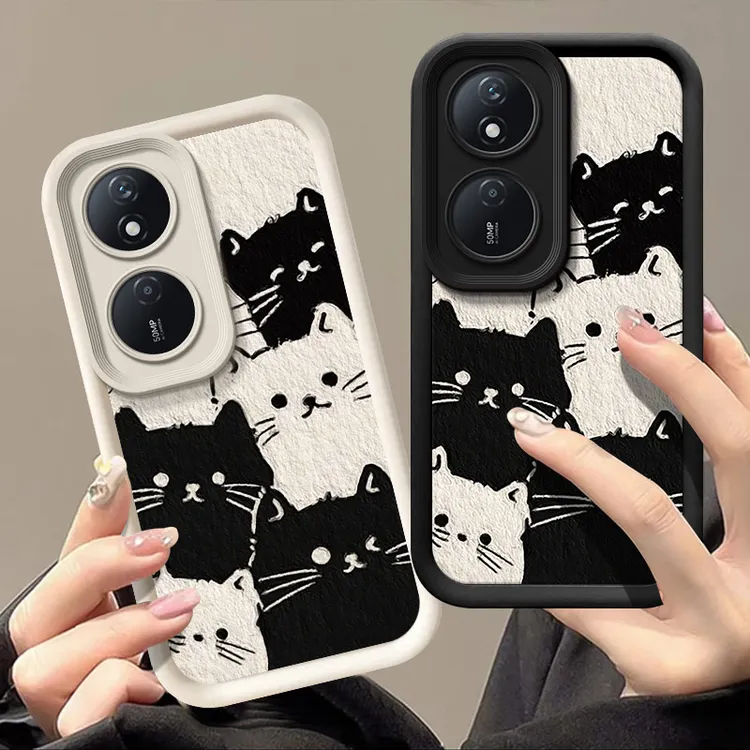 适用卡通油画猫荣耀畅玩50plus手机壳CLK-AN00女防摔软套全包保护