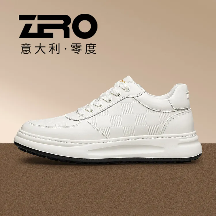 ZRO零度男鞋真皮时尚增高板鞋头层牛皮百搭小白鞋秋季新款休闲鞋