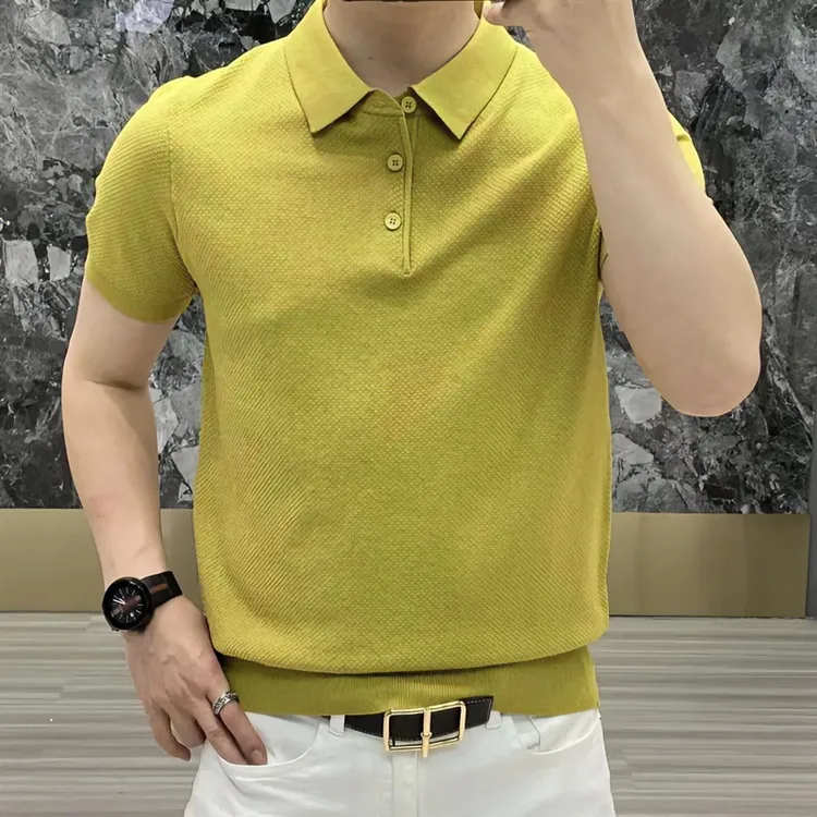 短袖针织男毛衣伊力特POLO衫针织2024新款春秋季性纯色简约翻领潮