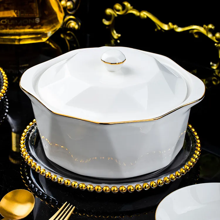 钻石人生汤煲1个+大汤勺1个景德镇家用陶瓷餐具欧式大容量盛汤