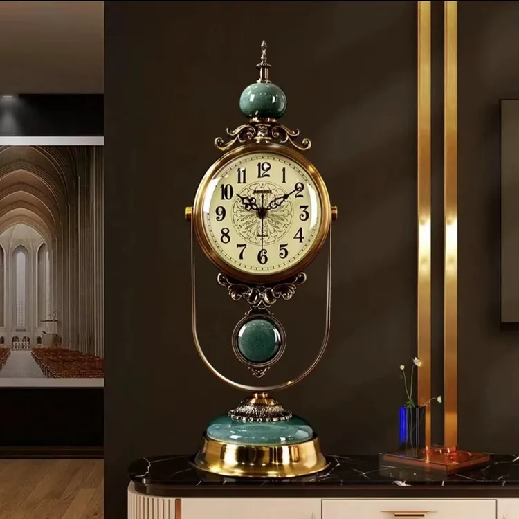 欧式复古座钟客厅时钟2025大气美式摆放台式钟表桌面摆钟老式台钟