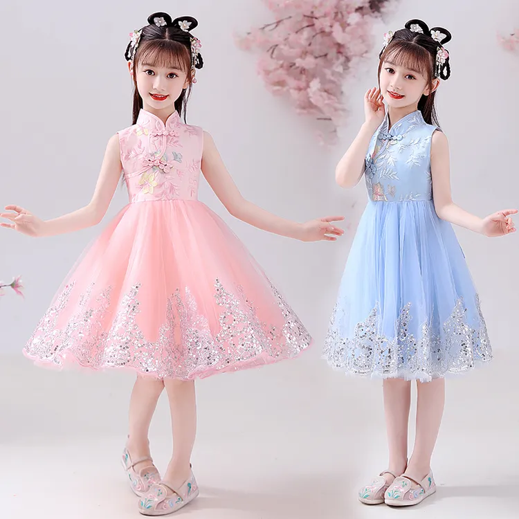 儿童汉服夏装新款洋气女童中国风古风旗袍公主裙甜美小女孩演出服