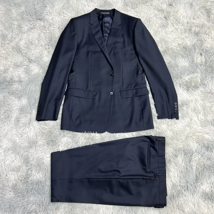 全新未使用 DIOR/迪奥 男士蓝色暗格纹商务经典修身套西101716