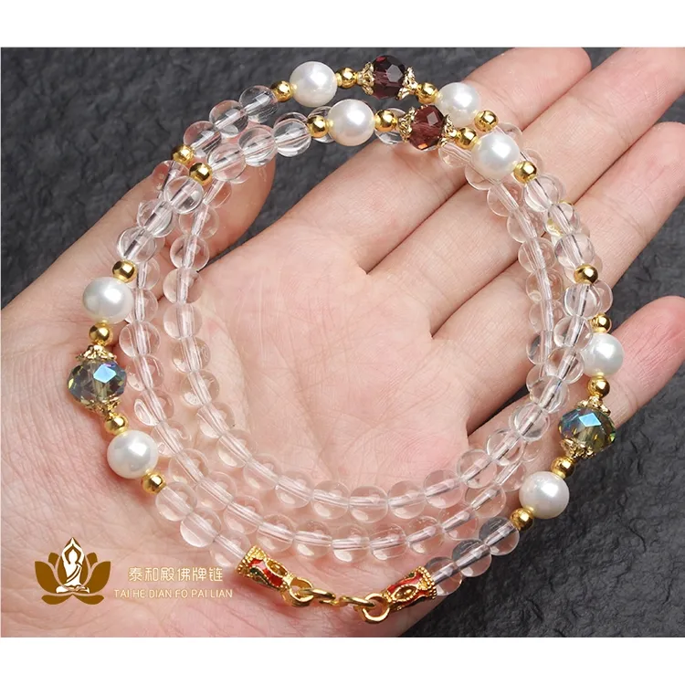 合金仿珍珠项链 佛牌链子水晶佛牌链唐卡佛牌链子6mm项链百搭时尚