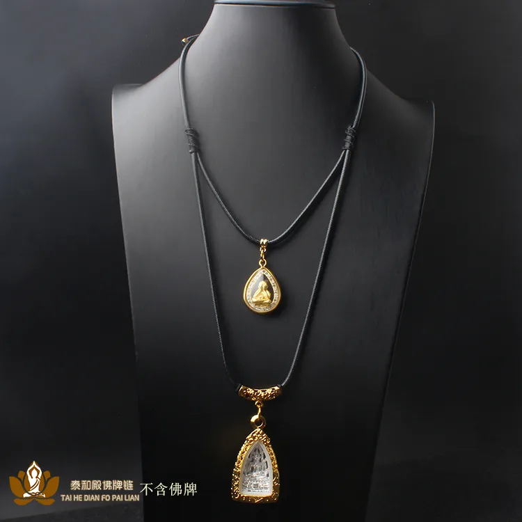 铜合金布艺项链 泰国蜡皮绳佛牌链子调节单挂双挂三挂四挂链 手工