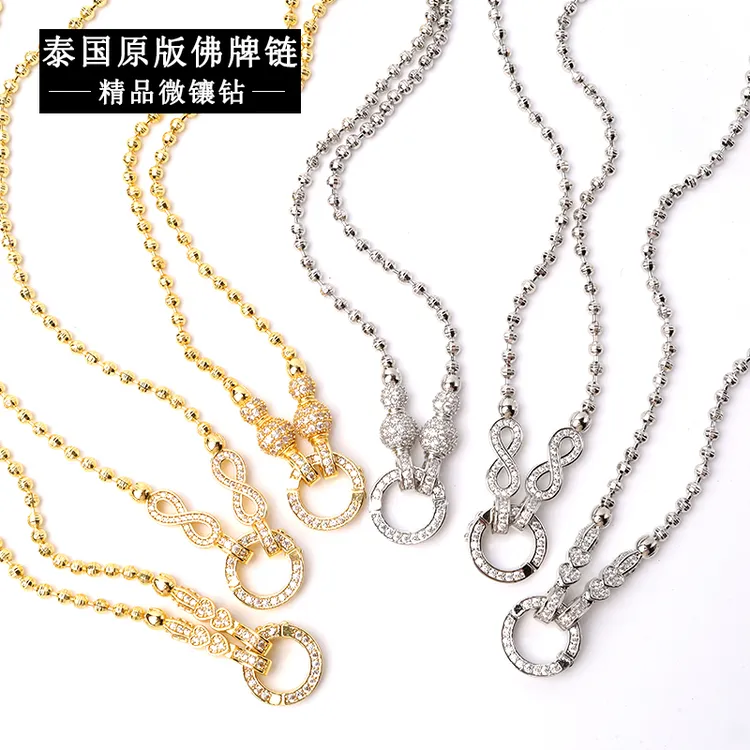 铜合金项链 原版微镶水钻百搭佛牌链子 项链手链不掉色女时尚手工