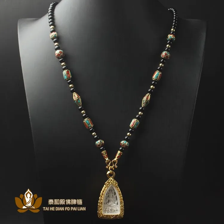 铜合金项链 复古民族风佛牌链尼泊尔长款佛牌挂绳唐卡吊坠绳男女