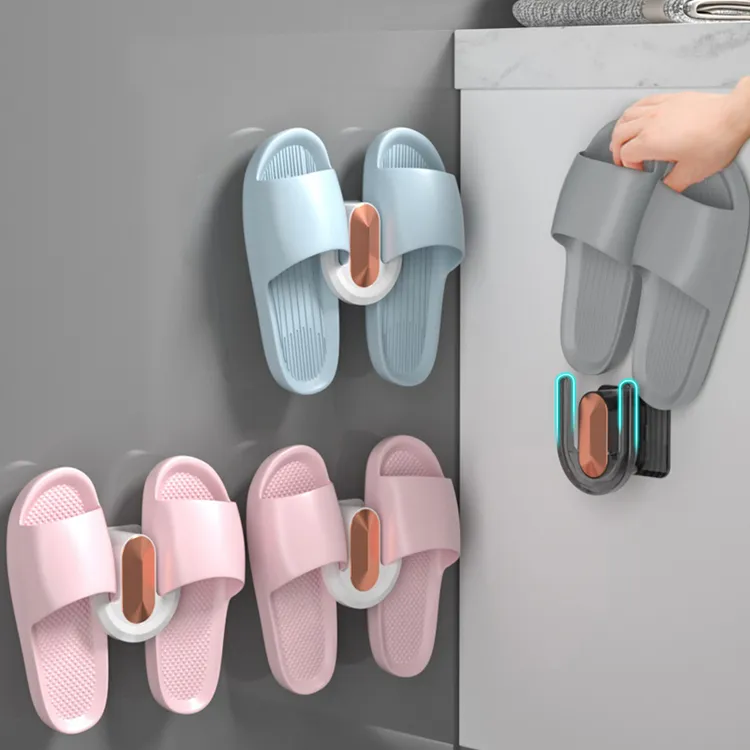 美简浴室拖鞋架免打孔壁挂式厕所收纳鞋架卫生间置物架挂拖鞋神器