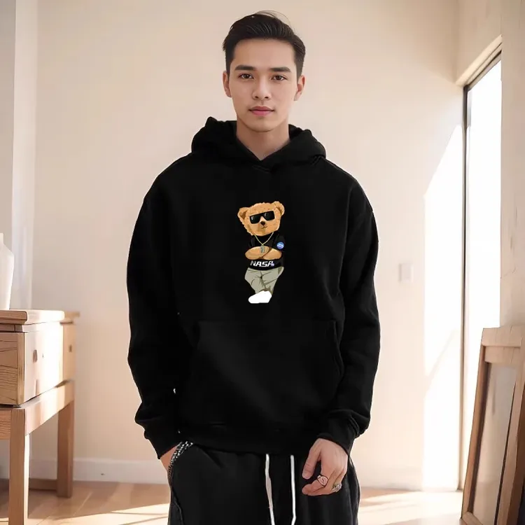 仓石一树潮牌连帽小熊卫衣男士春秋冬季加绒加厚宽松长袖上衣外套