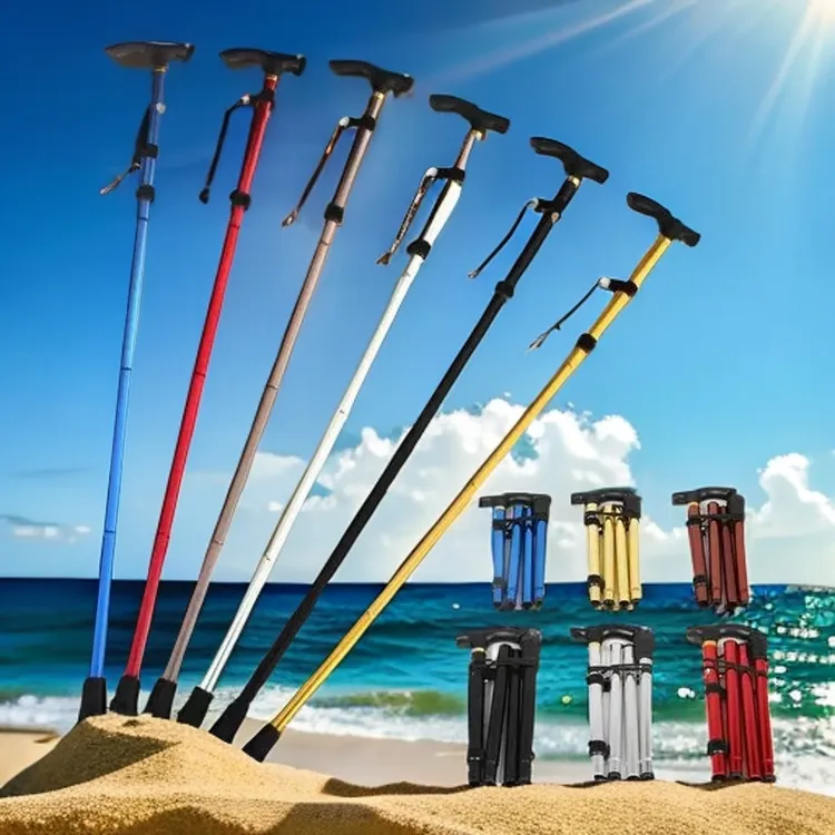 爬山手杖伸缩折叠6色登山杖防滑手杖加强可调重型老人拐杖批