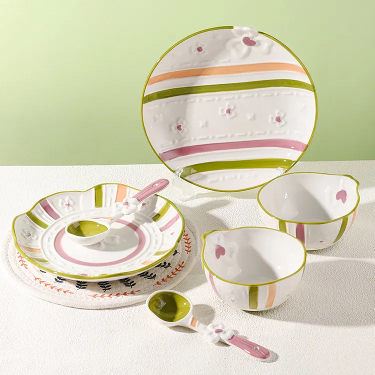 扶摇6件套二人食陶瓷吃饭碗家用网红高颜值米饭碗碟盘子餐具套装