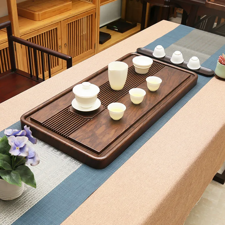 实木茶盘家用小茶台整块长方形简约排水中式2025新款客厅茶台