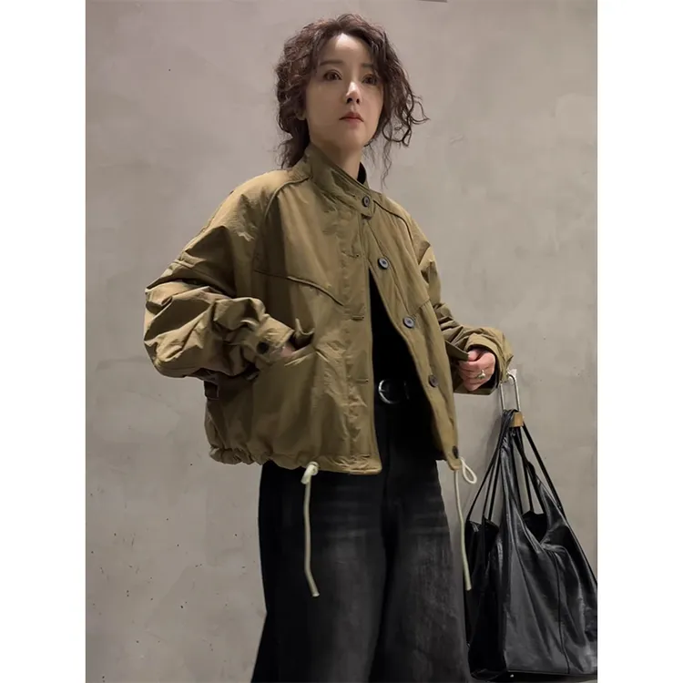 欧货短款轻薄棉服女2024年新款冬季小个子美式高街工装夹克外套潮