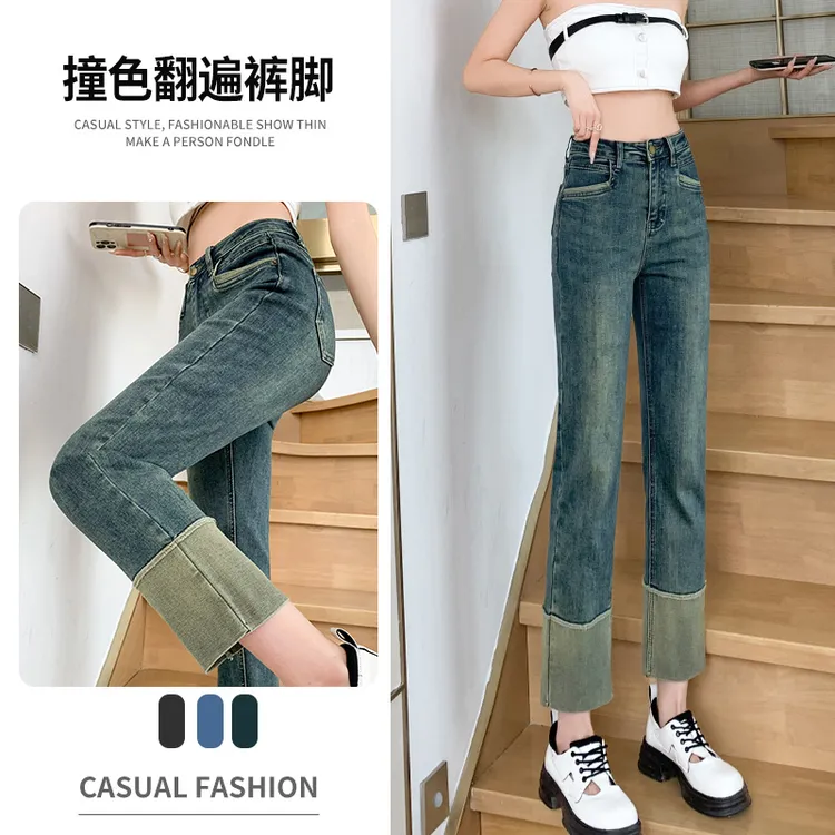 小个子八九分裤外穿窄版直筒烟管裤女款爆款秋弹力季新款高腰显瘦