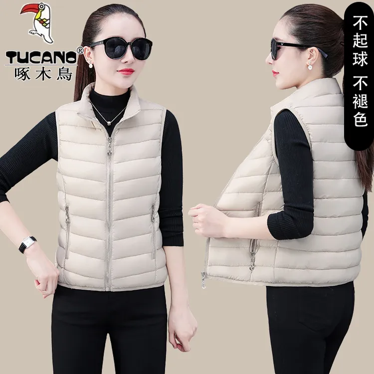 啄木鳥轻薄马甲女2024新款爆款女士时尚修身马夹背心立领韩版外穿