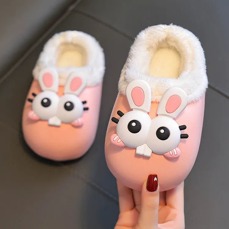 EVA儿童棉拖鞋卡通兔子大眼加厚女童男可爱室内软底加绒保暖拖鞋