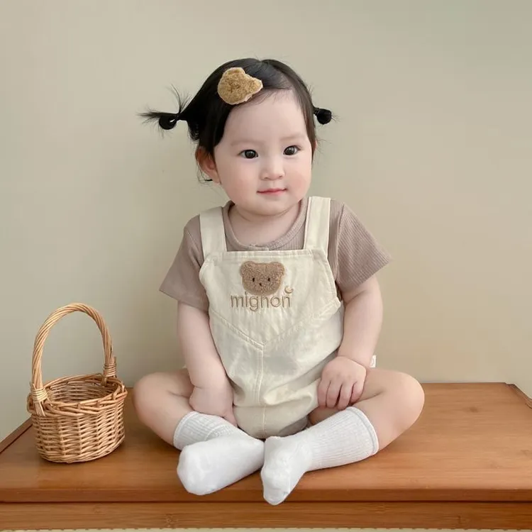 婴儿衣服夏款新款男女宝宝连体衣哈衣短袖T恤+小熊背带裤包屁衣薄