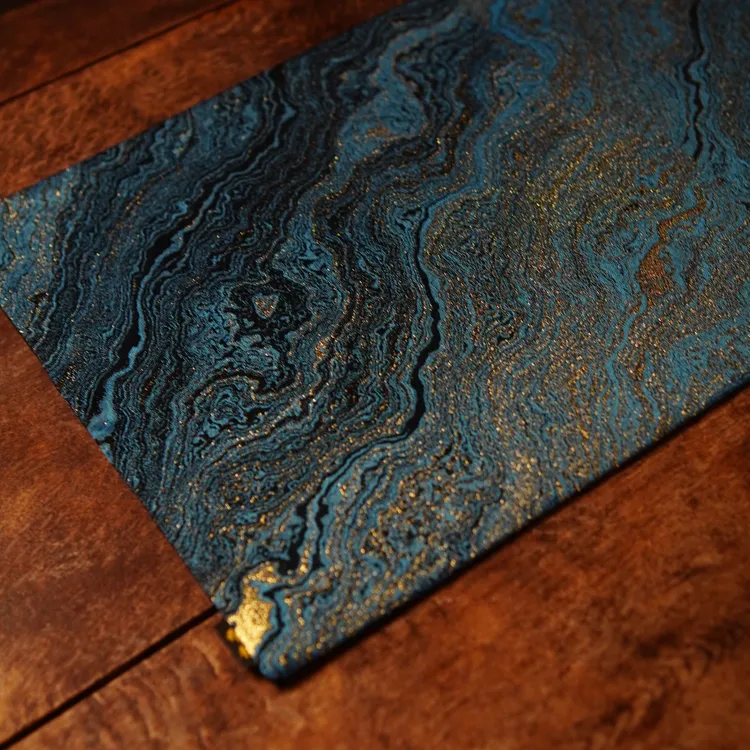 乔木手作 蓝色多瑙河 鎏金茶席 织锦缎茶席 干泡吸水茶席