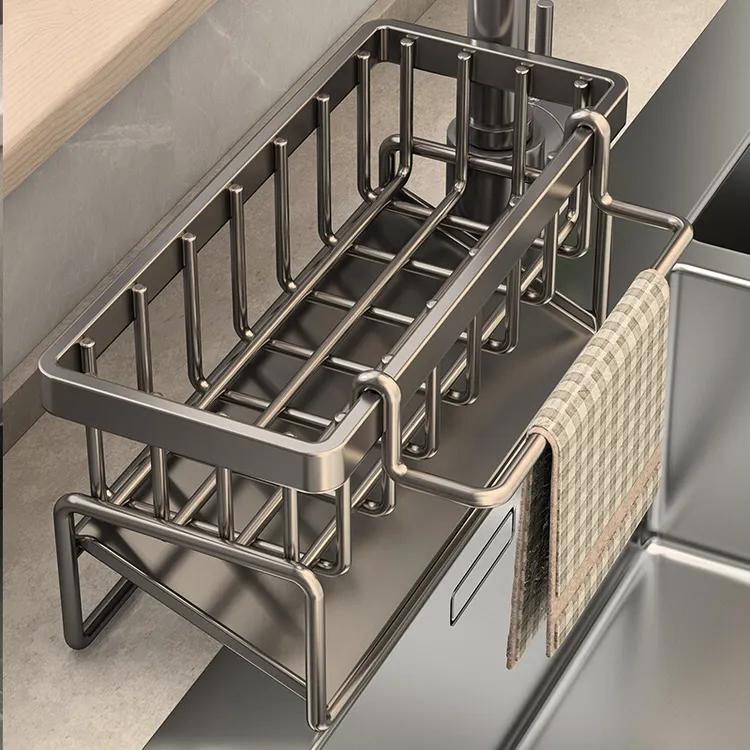 厨房置物架水槽抹布沥水架水龙头水池洗碗洗洁精钢丝球收纳架神器