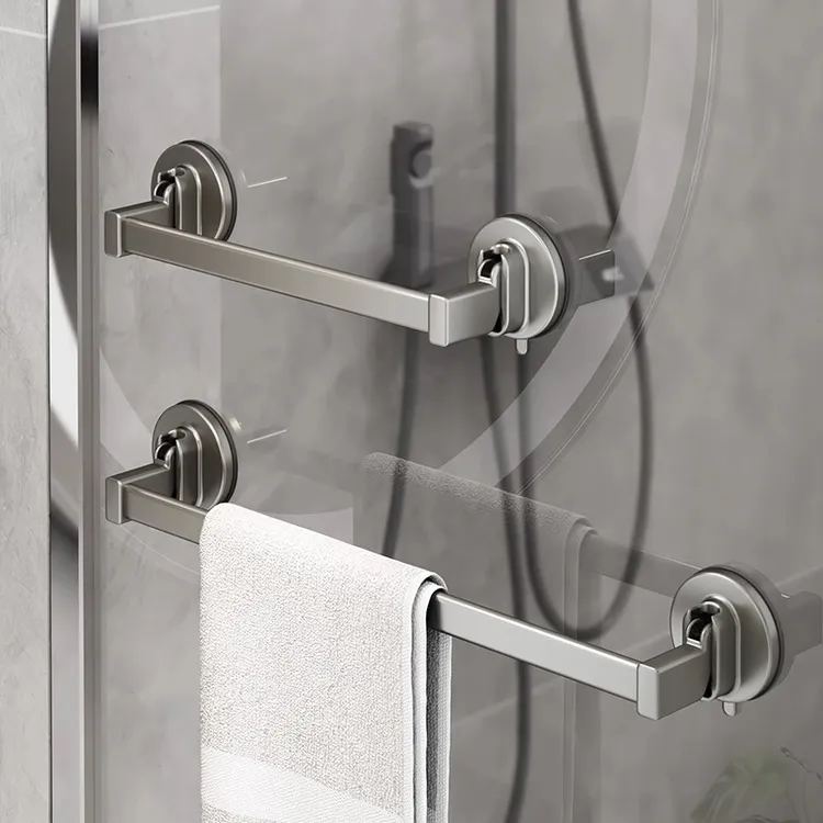 毛巾架吸盘强力免打孔卫生间浴巾架壁挂浴室置物架伸缩毛巾杆挂钩