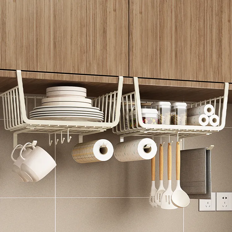 厨房置物架收纳神器柜子分层架悬挂橱柜吊柜下挂篮厨房用纸挂架