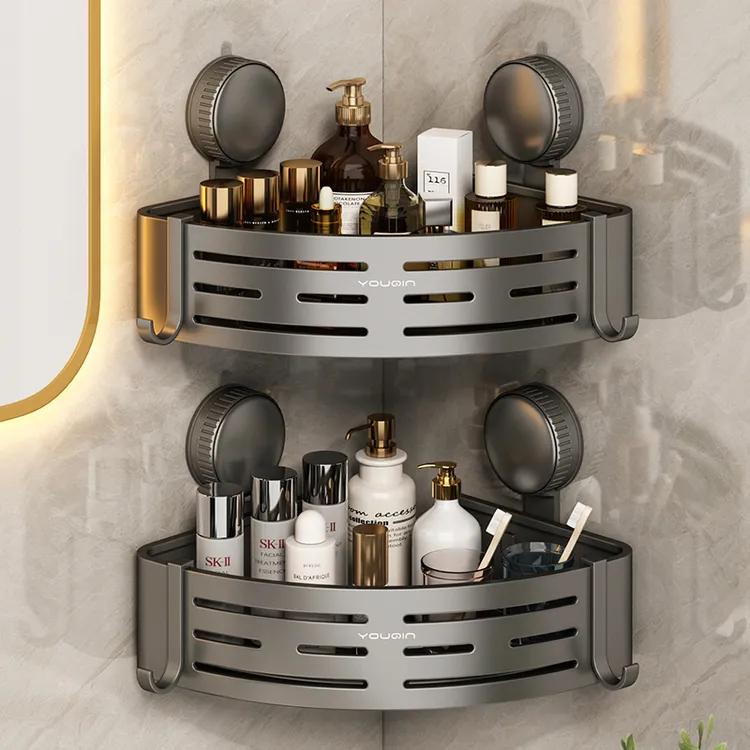 卫生间吸盘三角置物架浴室转角洗漱台洗手间壁挂墙上厕所收纳架子