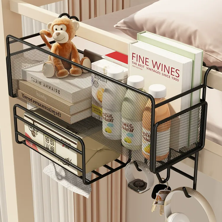 床头置物架宿舍床边挂篮免打孔大学生上铺神器零食寝室悬挂收纳篮