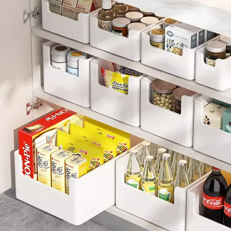 优勤橱柜收纳盒桌面直角储物盒子家用厨房整理盒零食杂物收纳筐