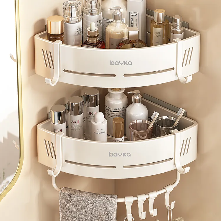 优勤浴室置物架免打孔卫生间三角架子厕所洗漱台淋浴房壁挂收纳架