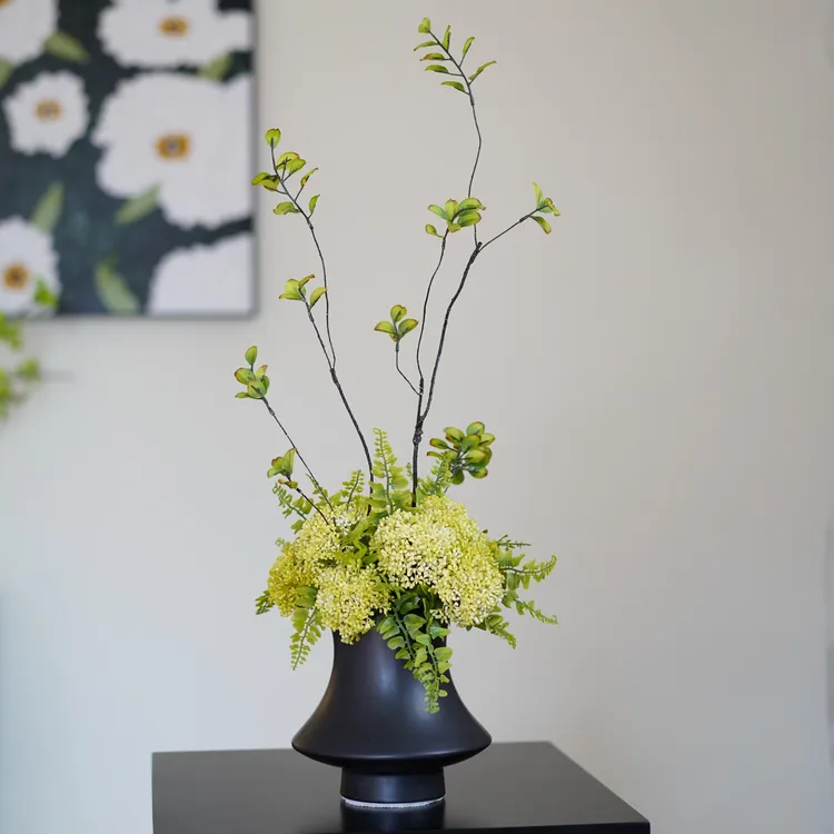 QISHU/七黍设计款 原创仿真花艺新中式森系绿色手感餐桌花茶桌花