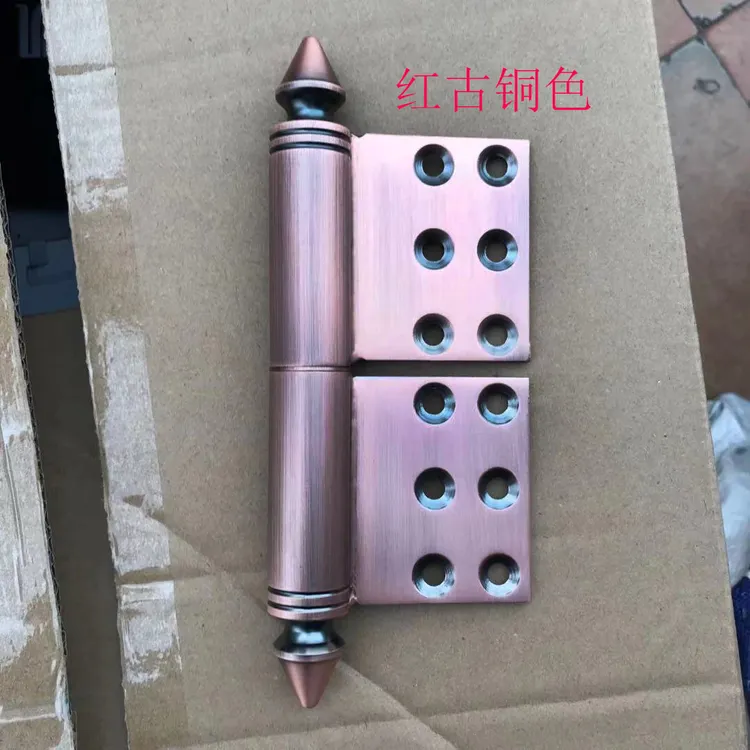 304不锈钢铝艺庭院门旗形红古铜色韩式门长尖头脱卸6孔合页门铰链