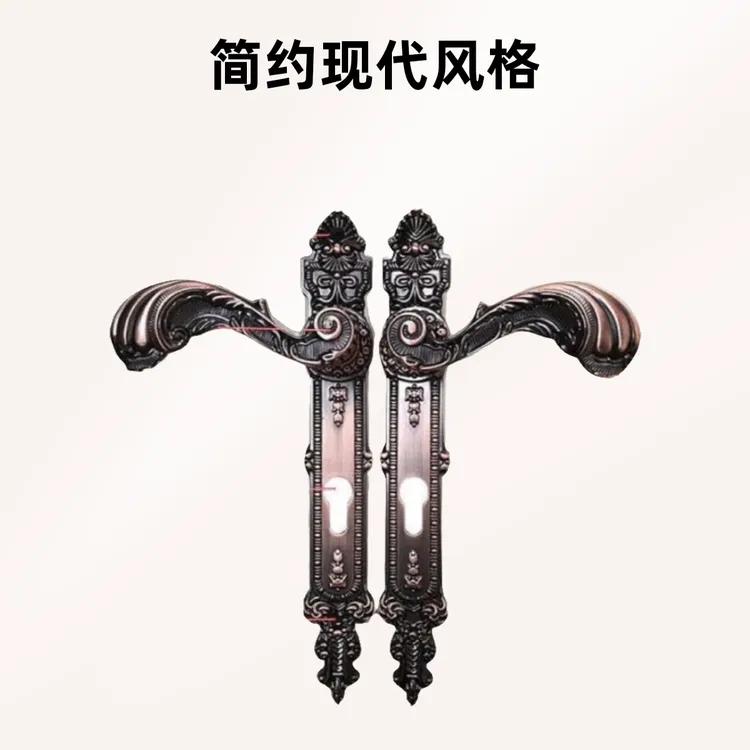 户外门双开门把手执手入户窄面锁拉手锌合金锁具豪华青古铜庭院门