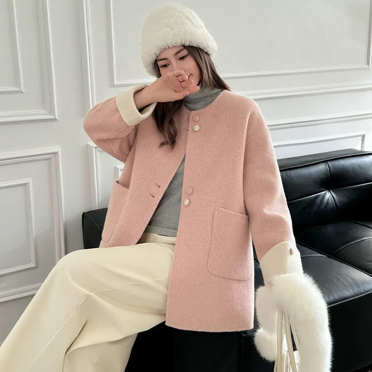 欧货小香风高级感双面羊毛大衣2024新款宽松显瘦气质羊毛呢外套