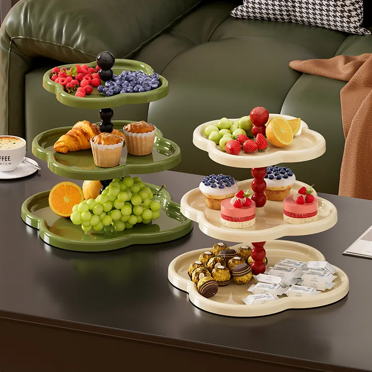 轻奢高档水果盘家用客厅茶几摆件前台糖果摆放零食盘塑料多层果盘