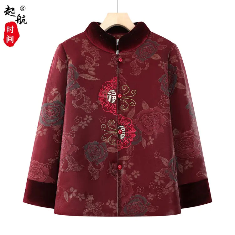 中老年女装棉衣女妈妈奶奶老年人冬季棉服老人冬装外套老太太棉袄